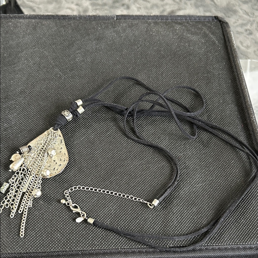 Premier Retired Silver and Black Pendant Necklace